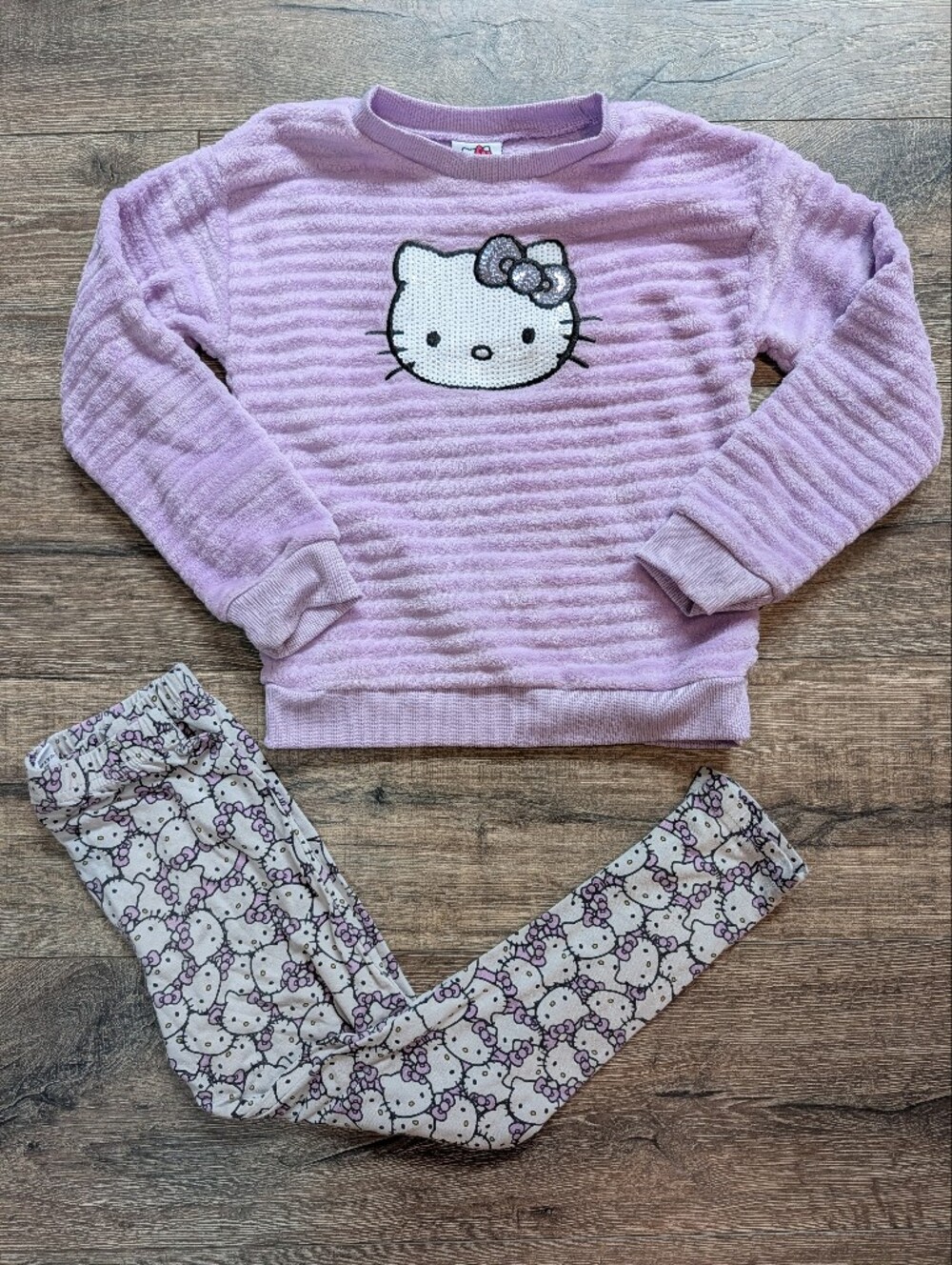 Hello Kitty 6x Fleece Sweatshirt Cozy Lounge Matching Set Leggings Purple Sequin